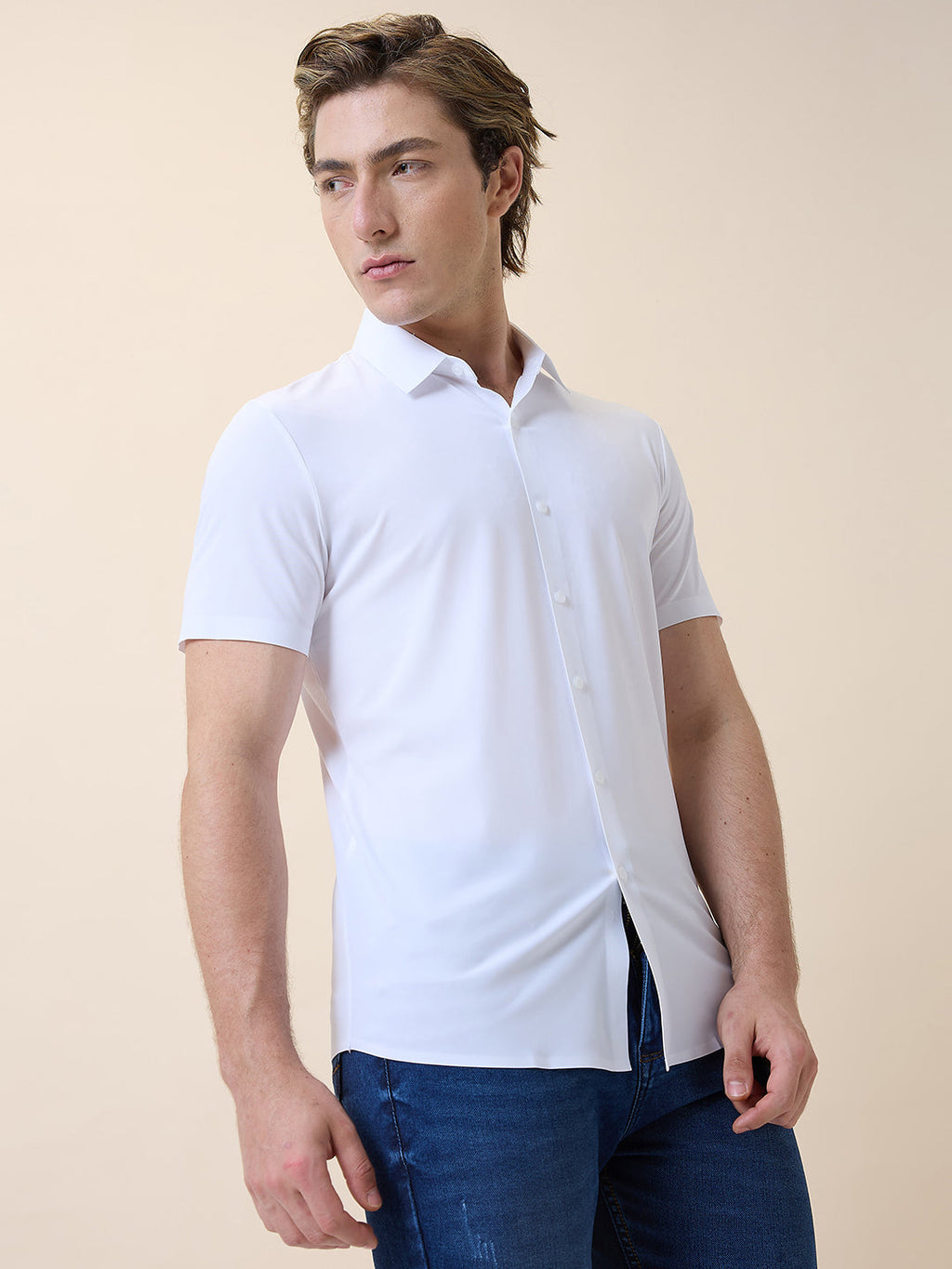 Mens Premium Solid Polo Collar Half Sleeves Regular Fit Shirt