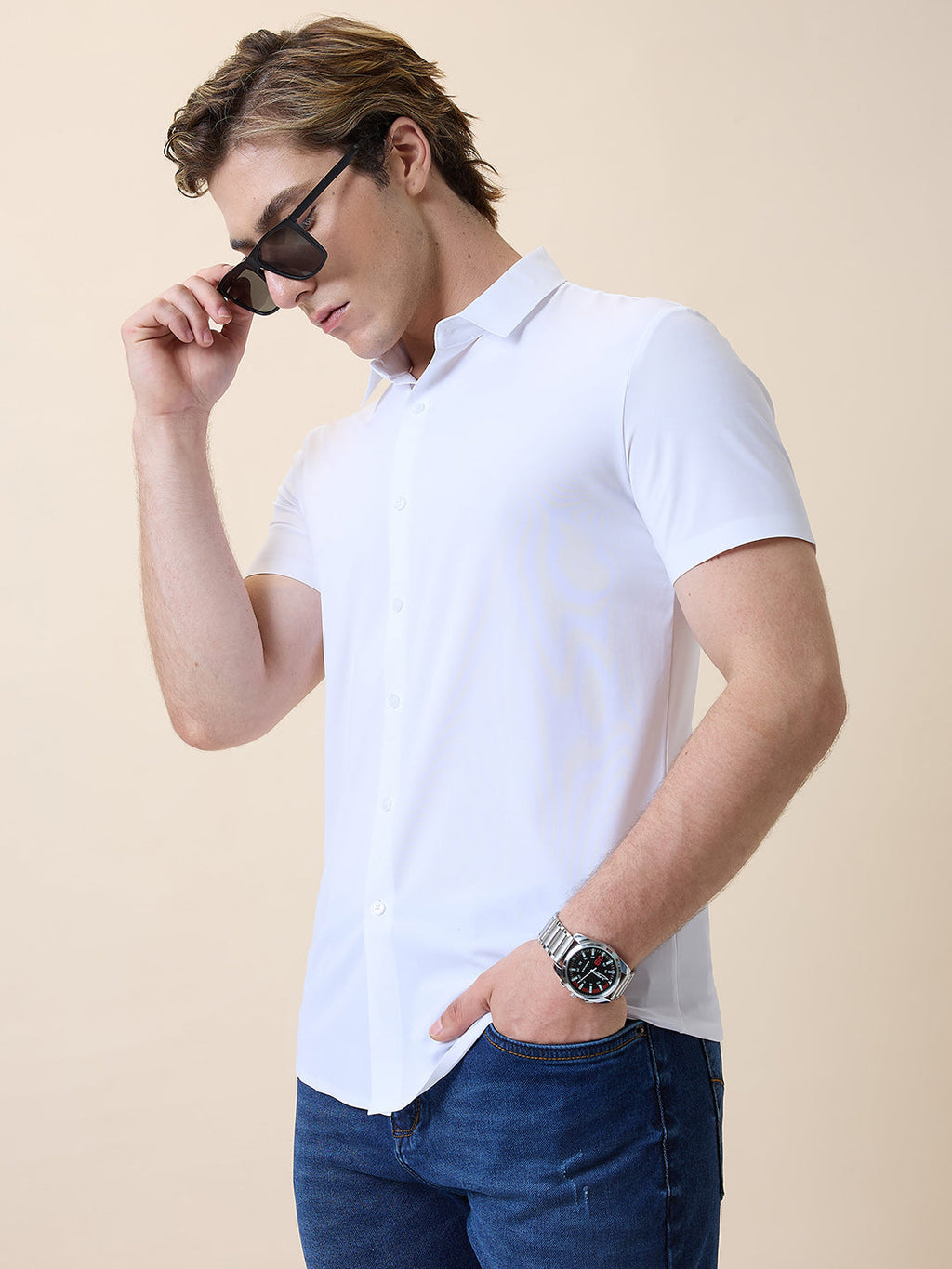 Mens Premium Solid Polo Collar Half Sleeves Regular Fit Shirt