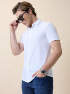 Mens Premium Solid Polo Collar Half Sleeves Regular Fit Shirt