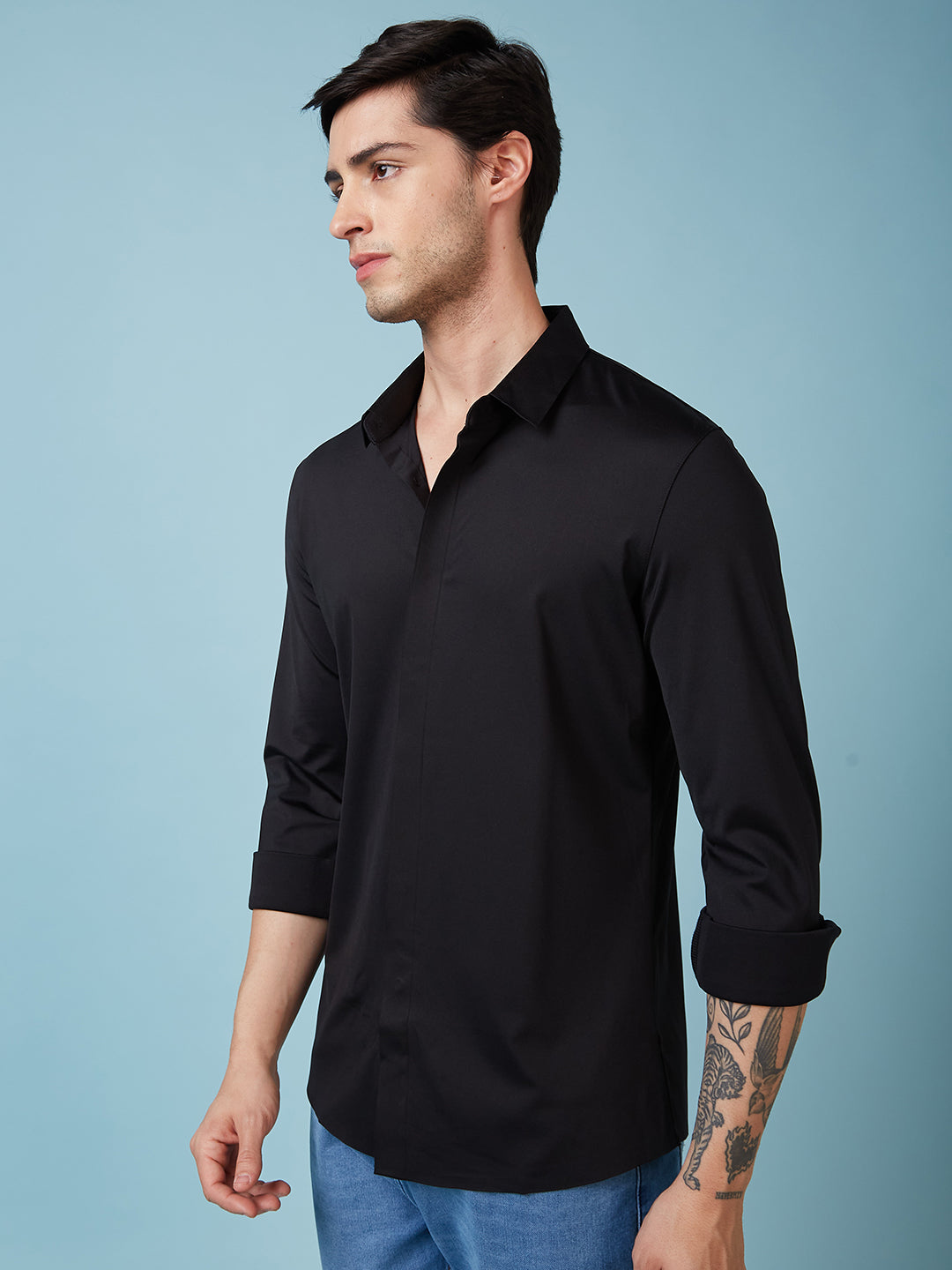 Men's Solid Full Sleeves Premium Shirt Secondary image