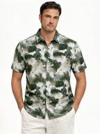 Green Abstract Print Short Sleeve Shirt