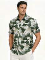 Green Abstract Print Short Sleeve Shirt