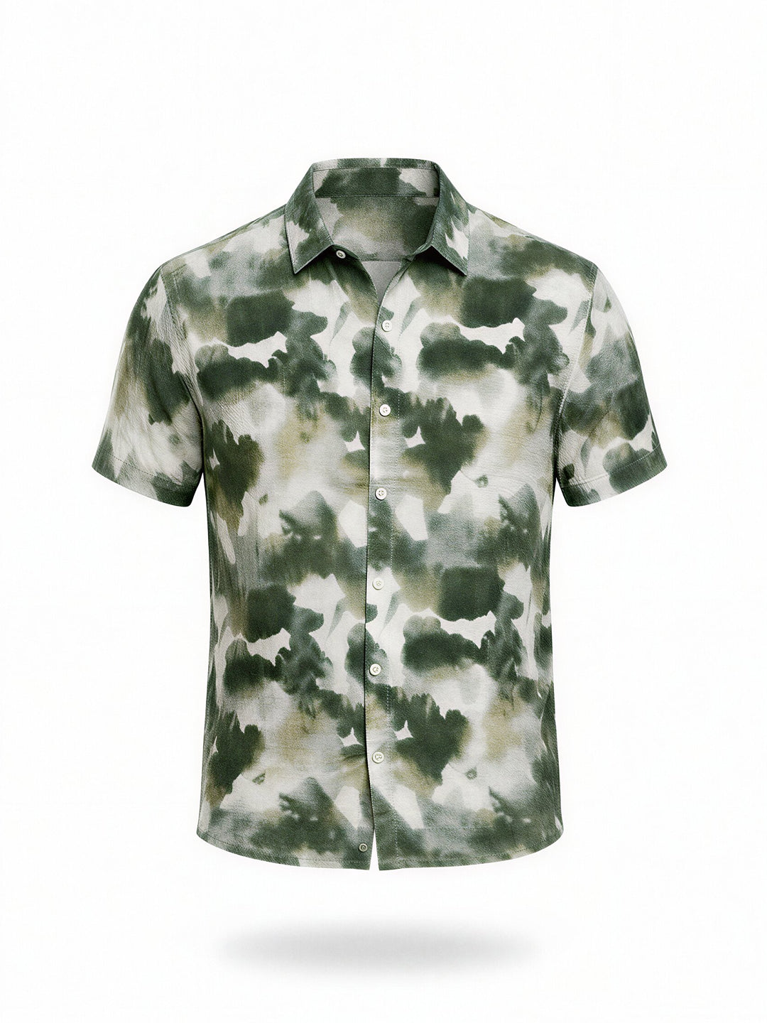 Green Abstract Print Short Sleeve Shirt Secondary image