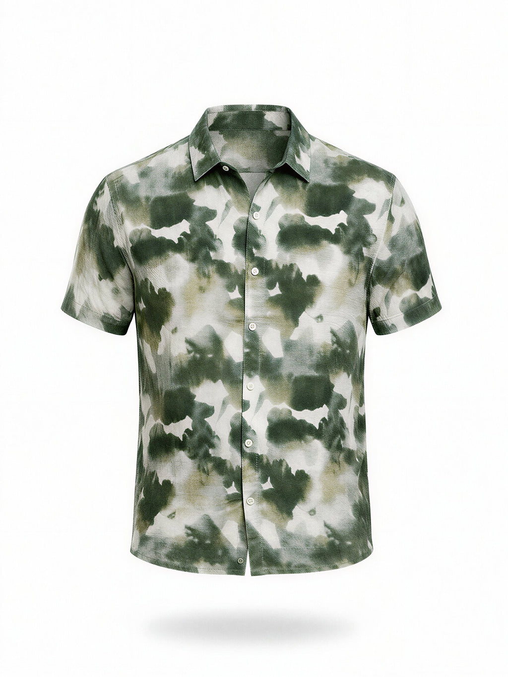 Green Abstract Print Short Sleeve Shirt