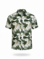 Green Abstract Print Short Sleeve Shirt