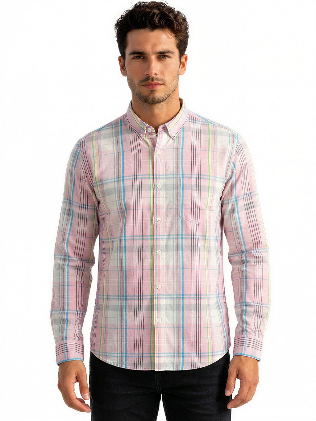 Pastel Pink Multi-Check Shirt