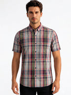 Grey Checked Half Sleeve Shirt