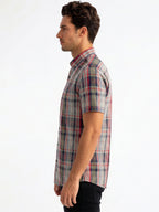 Grey Checked Half Sleeve Shirt
