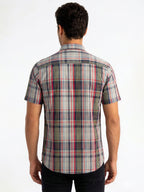 Grey Checked Half Sleeve Shirt