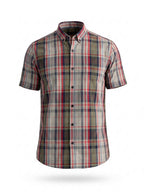 Grey Checked Half Sleeve Shirt
