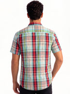Light Blue Multi-Check Half Sleeve Shirt