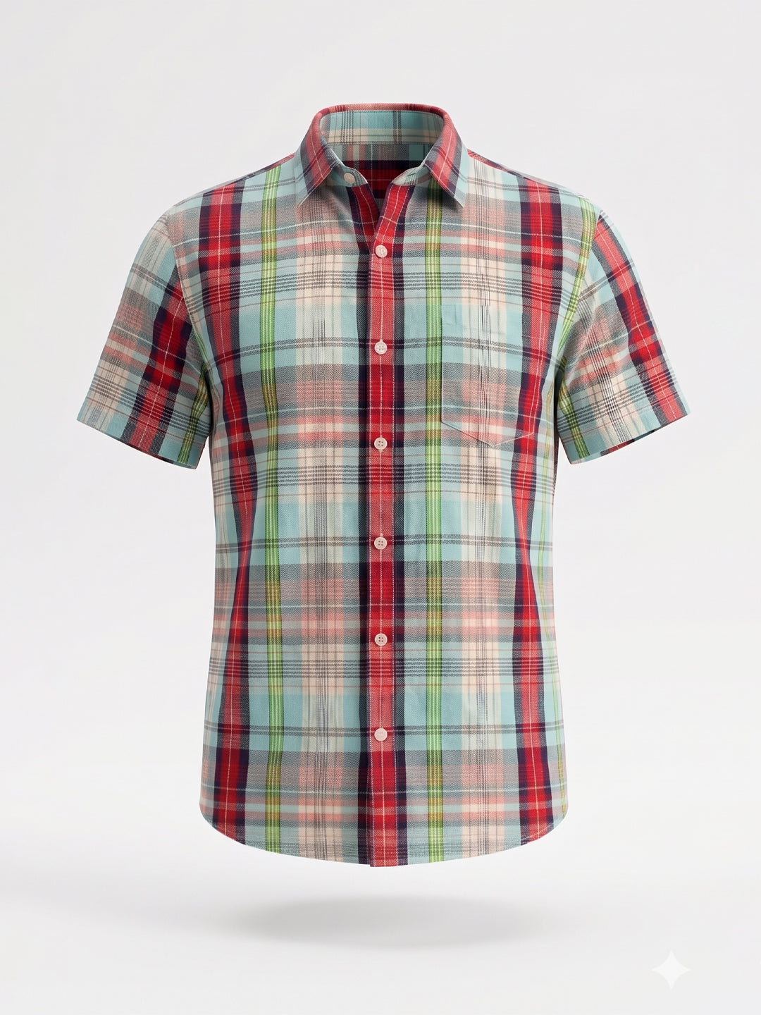 Light Blue Multi-Check Half Sleeve Shirt Secondary image