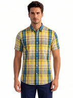Yellow Multi-Check Half Sleeve Shirt