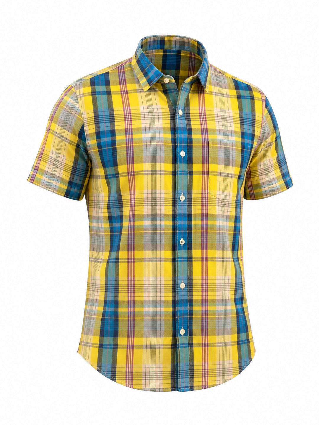 Yellow Multi-Check Half Sleeve Shirt