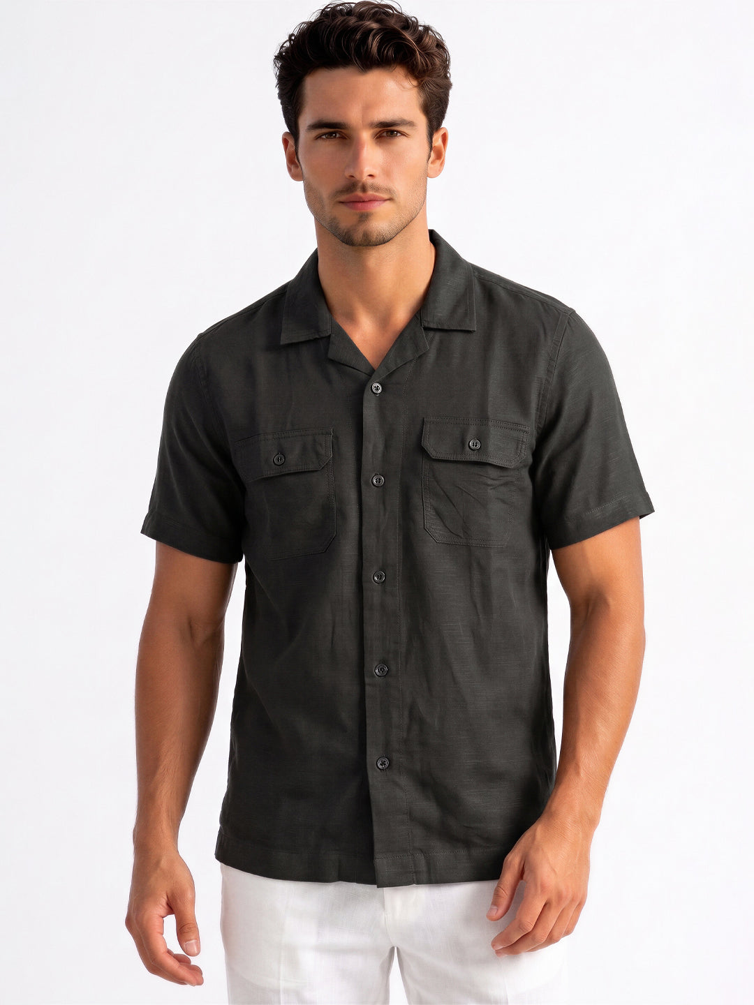 Black Solid Utility Shirt