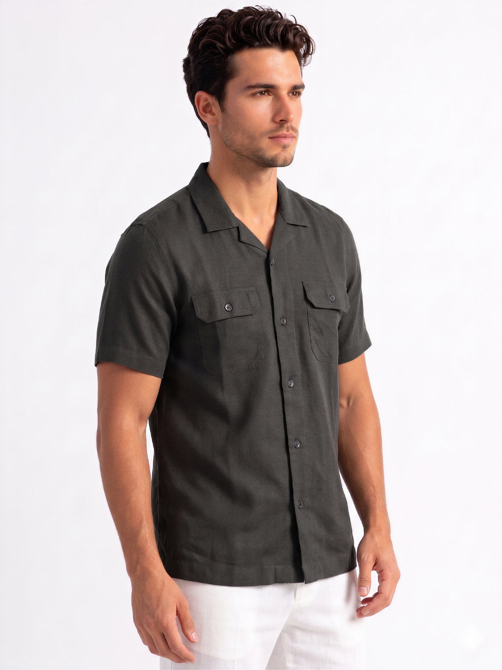 Black Solid Utility Shirt