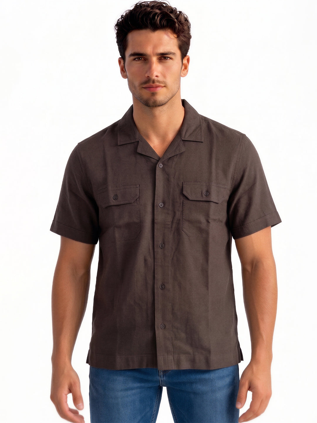 Coffee Solid Utility Shirt