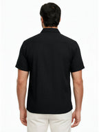 Black Crinkled Texture Short Sleeve Shirt