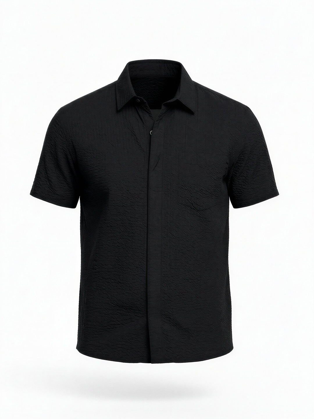 Black Crinkled Texture Short Sleeve Shirt Secondary image