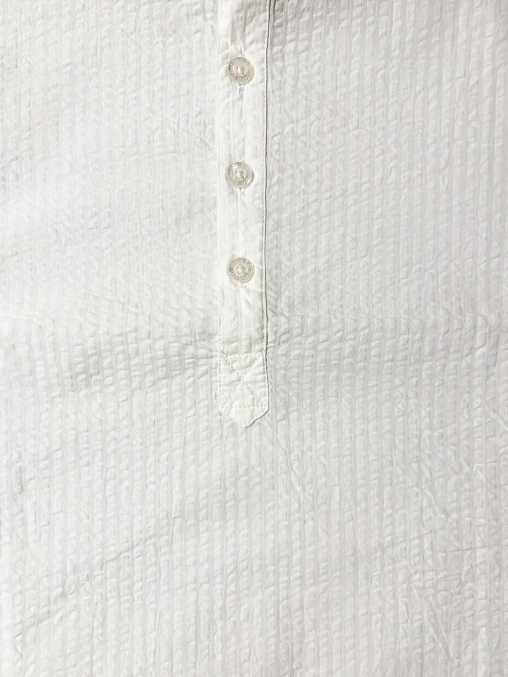 White Textured Band Collar Shirt