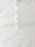 White Textured Band Collar Shirt