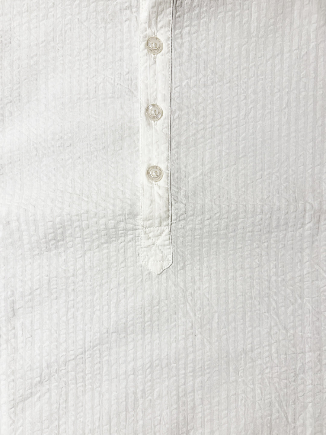 White Textured Band Collar Shirt