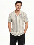 Beige Linear Stripe Resort Shirt