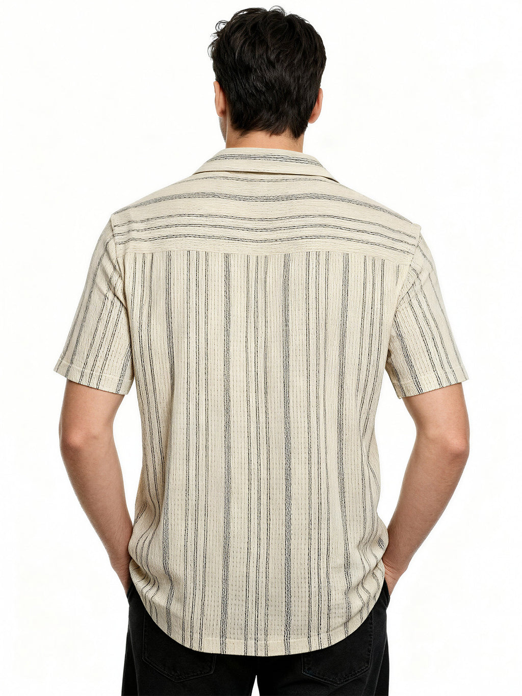 Beige Linear Stripe Resort Shirt