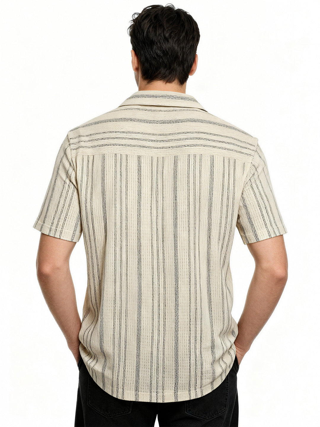 Beige Linear Stripe Resort Shirt