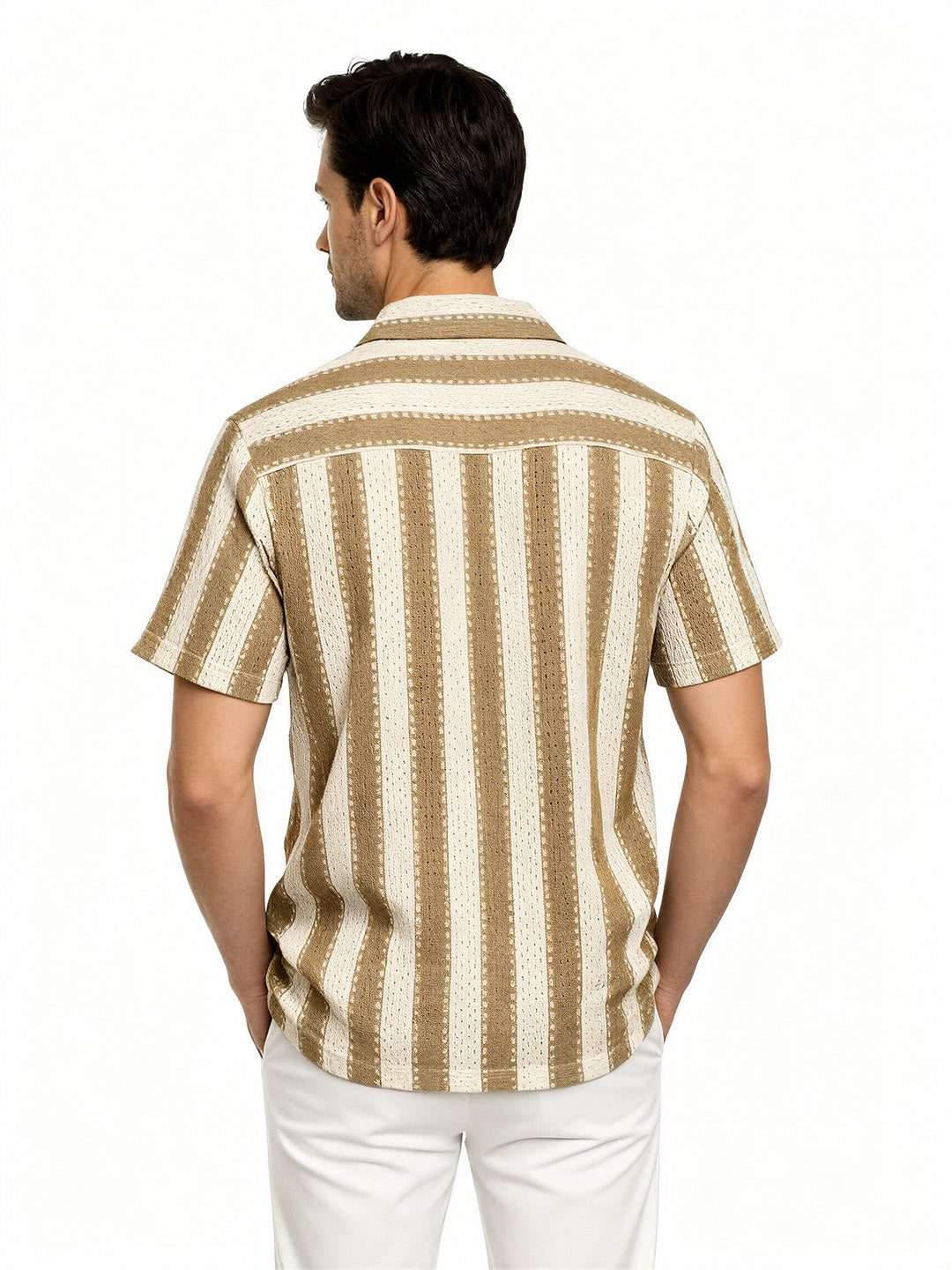 Desert Sand Textured Stripe Resort Shirt
