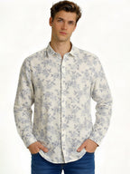 Blue Floral Print Shirt with Subtle Elegance