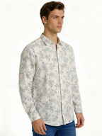 Blue Floral Print Shirt with Subtle Elegance