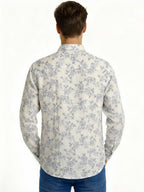 Blue Floral Print Shirt with Subtle Elegance