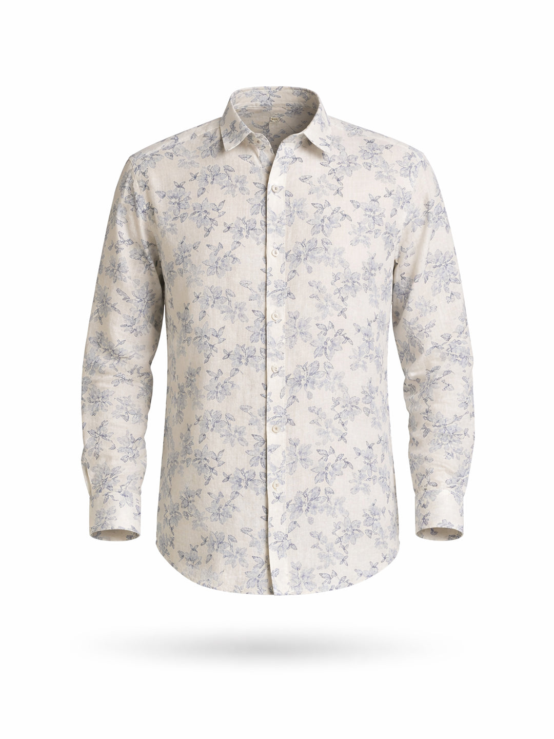 Blue Floral Print Shirt with Subtle Elegance