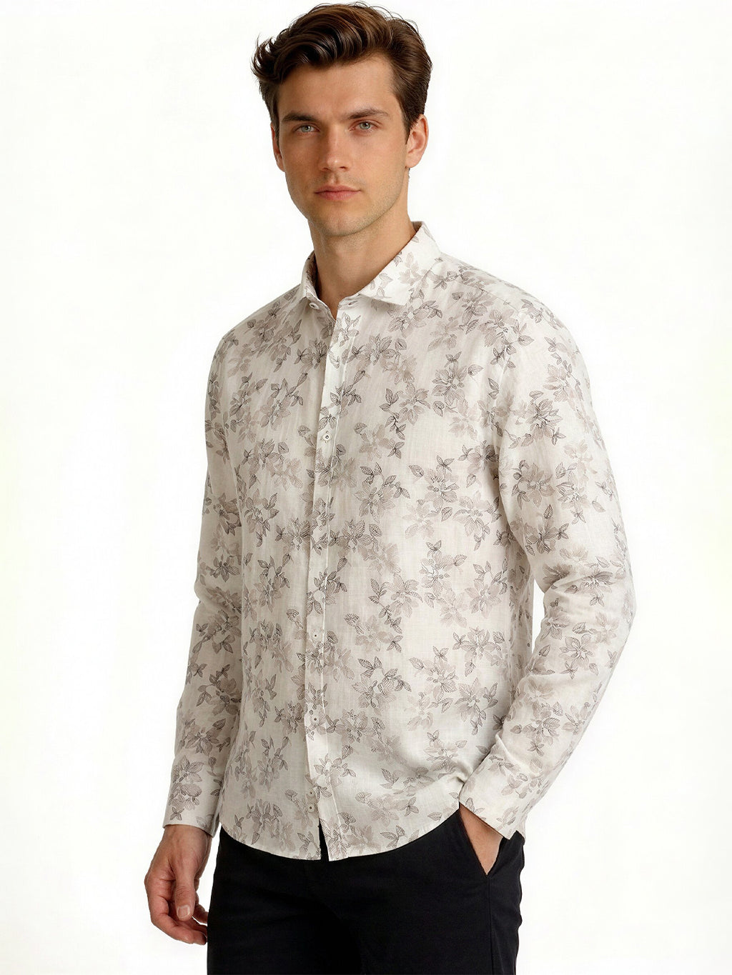 Wine Floral Print Shirt with Subtle Elegance