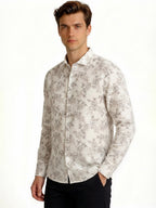 Wine Floral Print Shirt with Subtle Elegance
