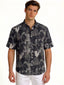 Black Tropical Monochrome Print Shirt