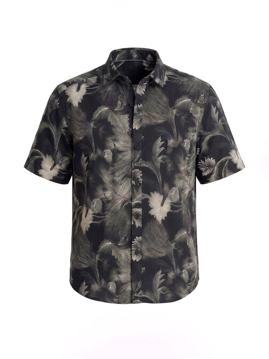Black Tropical Monochrome Print Shirt