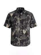 Black Tropical Monochrome Print Shirt