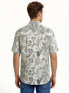 White Tropical Monochrome Print Shirt