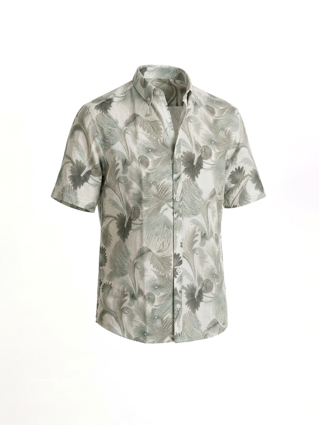 White Tropical Monochrome Print Shirt