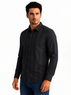 Black Textured Stripe Shirt
