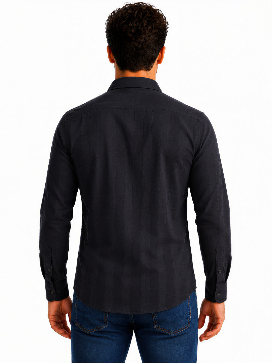 Black Textured Stripe Shirt