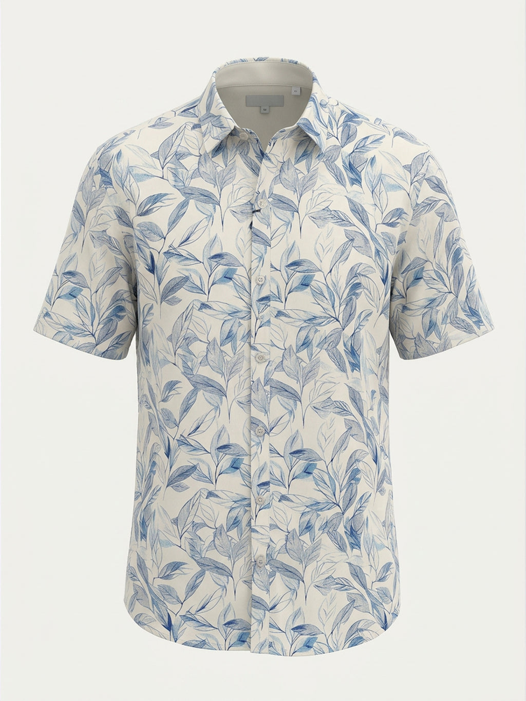 Blue Botanical Print Casual Shirt
