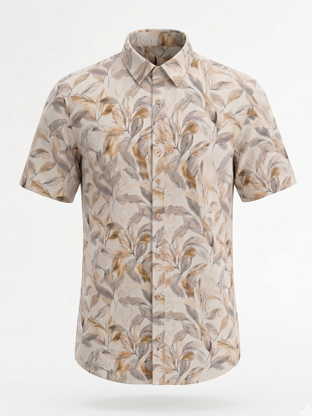 Brown Botanical Print Casual Shirt Secondary image