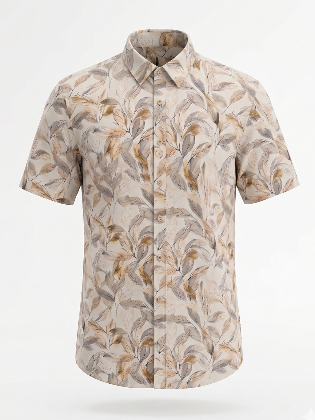 Brown Botanical Print Casual Shirt
