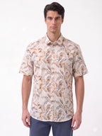 Brown Botanical Print Casual Shirt