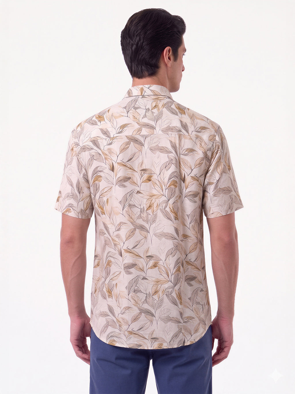 Brown Botanical Print Casual Shirt
