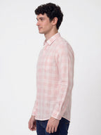 Pastel Pink Textured Check Shirt