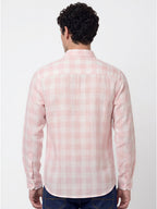 Pastel Pink Textured Check Shirt